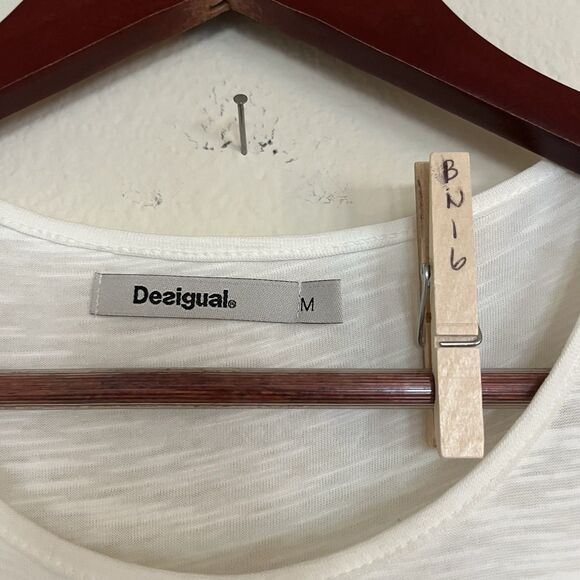 DESIGUAL Chelsea Long Printed Boho Tiered 100 % Cotton Tank Maxi Dress SZ M - Picture 2 of 9